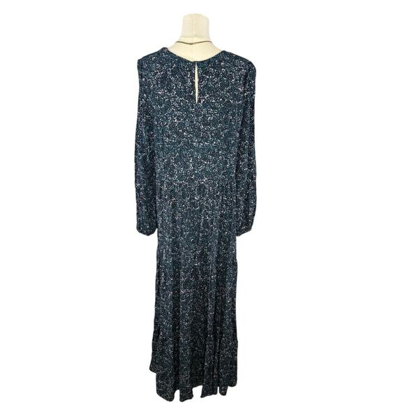 Boden Blue Floral Maxi Dress | Long Sleeve Tiered Prairie Maxi Plus 16/18R - Picture 2 of 12